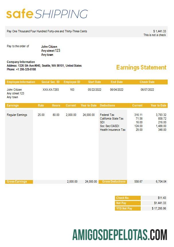 Realista Modelo de folha de pagamento de empresa de transporte seguro em formatos Word e PDF